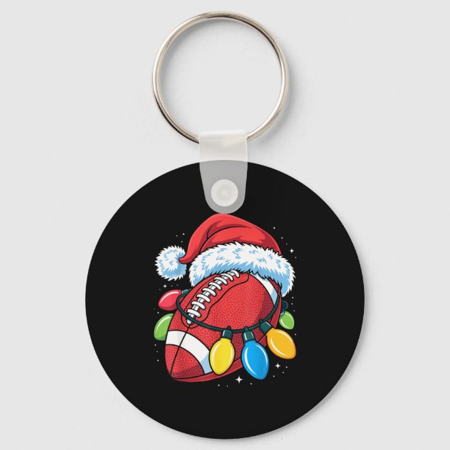Chaveiro Football Santa Hat Christmas Lights Festive Touchd (Frente)