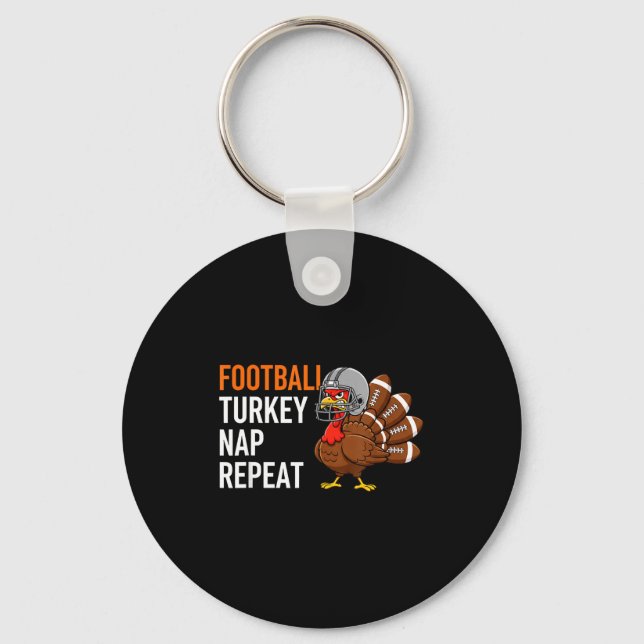 Chaveiro Football Turkey Nap Repeat - Thanksgiving Dad &amp (Frente)