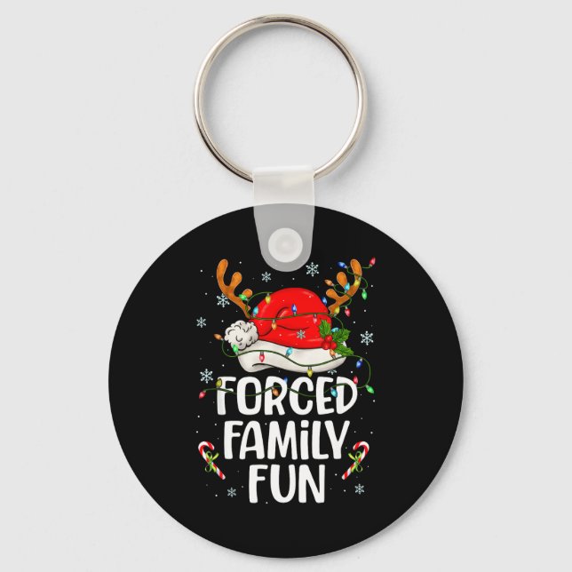 Chaveiro Forced Family Fun Sarcastic Christmas Funny Men Wo (Frente)