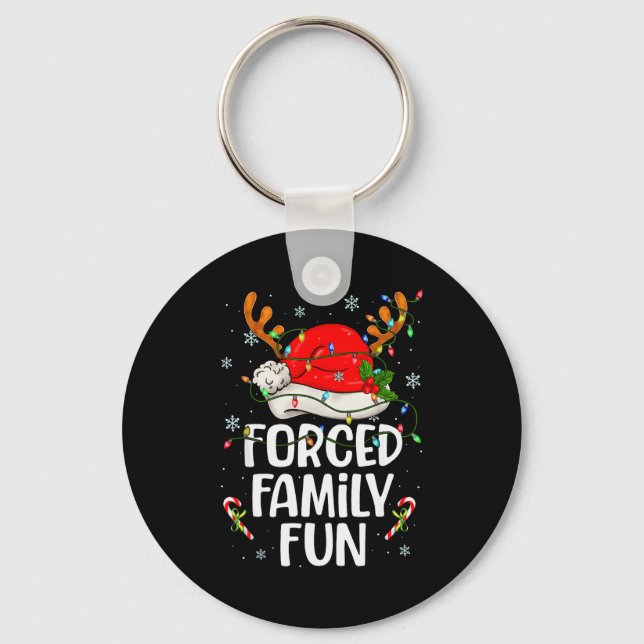 Chaveiro Forced Family Fun Sarcastic Christmas Funny Men Wo (Frente)