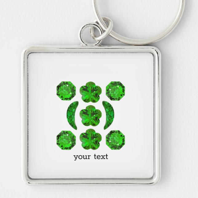 Chaveiro Forma de rico Emerald Gemstone Art Green (Frente)