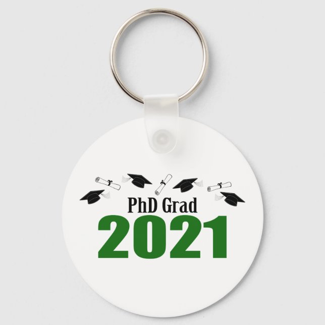Chaveiro Formando De PhD 2021 — Bonés E Diplomas (Verde) (Frente)
