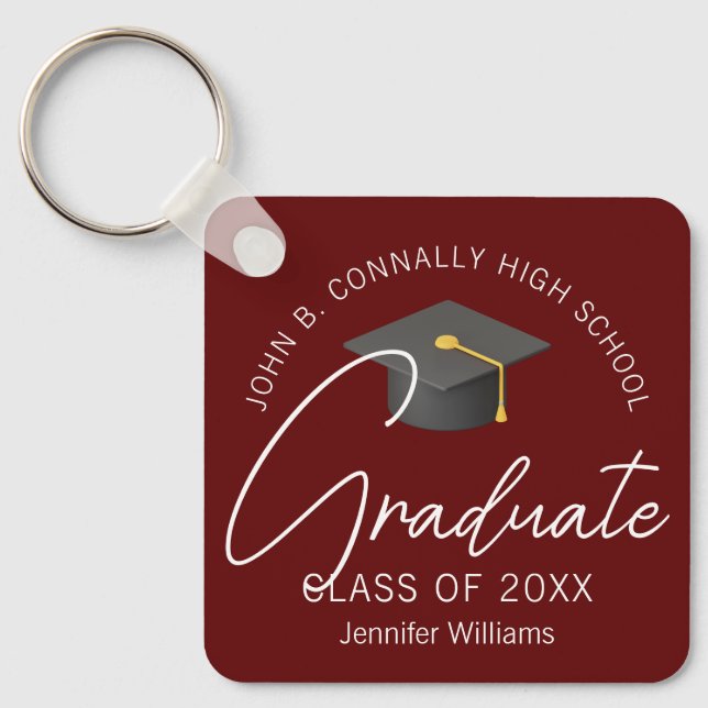 Chaveiro Formando Modern Burgundy - Graduação Personalizada (Frente)