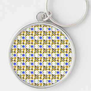 Chaveiro Formas de Rico de Ilustração Azul Amarelo