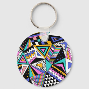 Chaveiro Formas Geométricas Retroativas: Vintagem Colorida.