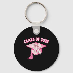 Chaveiro Formatura 2026 Rosa Coquette Bow Cap Senior 2026 G