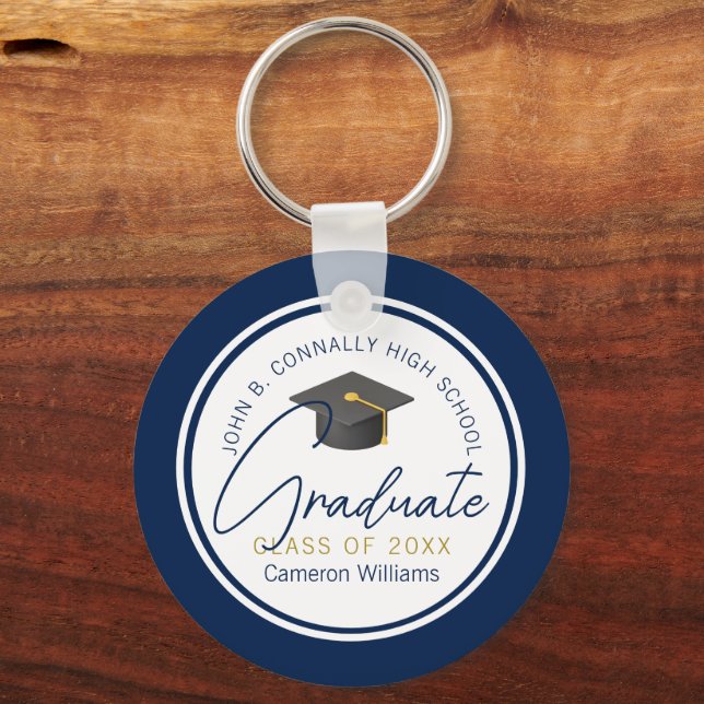 Chaveiro Formatura Azul Marinho Chic Personalizada (Frente)