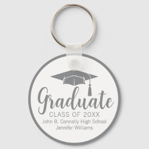 Chaveiro Formatura Cinza Prata Chic Personalizada