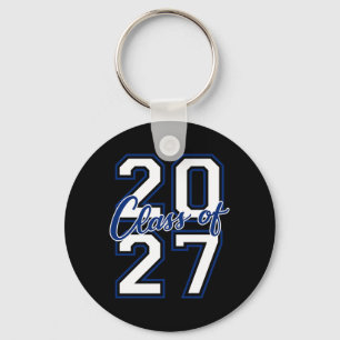 Chaveiro Formatura da Turma de 2027 Varsity Branco com Azul