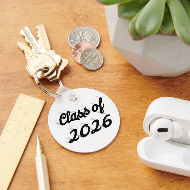 Chaveiro Formatura em script preto da turma de 2026 (Mesa)