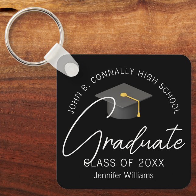 Chaveiro Formatura Personalizada Preta Elegante (Frente)