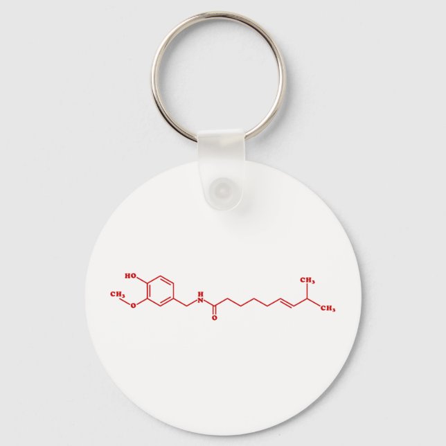 Chaveiro Fórmula Química Molecular de Capsaicina Chili (Frente)