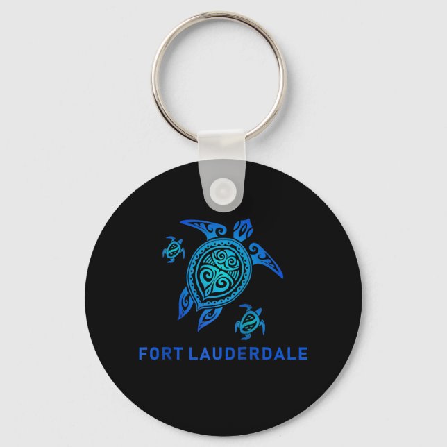 Chaveiro Fort Lauderdale Florida Sea Blue Tribal Turtle (Frente)