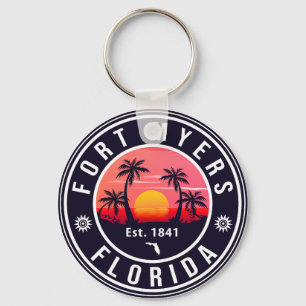 Chaveiro Fort Myers Beach Florida Retro Sunset Souvenirs