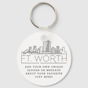 Chaveiro Fort Worth, Texas Estilizou Skyline  Slogan Person
