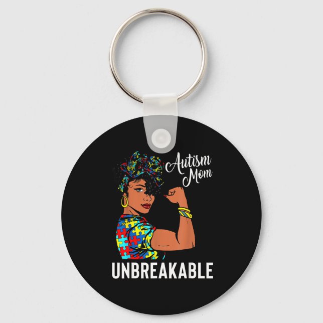 Chaveiro Forte Mãe Afro Conscientização do Autismo Mulheres (Frente)