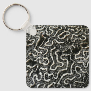 Chaveiro Foto abstrata da natureza Coral Preto e Branco II