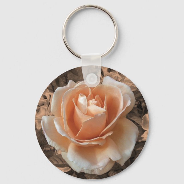 Chaveiro Foto Artística de Rosa Laranja Creme (Frente)