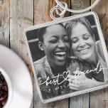 Chaveiro Foto BFF de Melhores Amigos do Coração Chic Modern<br><div class="desc">Design é composto por tipografia cursiva divertida e divertida com fonte sans serif. Adicionar uma foto personalizada.</div>