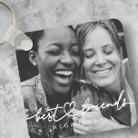 Chaveiro Foto BFF de Melhores Amigos do Coração Chic Modern<br><div class="desc">Design é composto por tipografia cursiva divertida e divertida com fonte sans serif. Adicionar uma foto personalizada.</div>