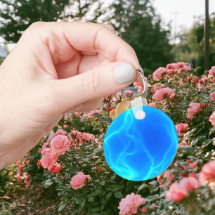 Chaveiro Foto da Bola de Plasma Azul Aqua
