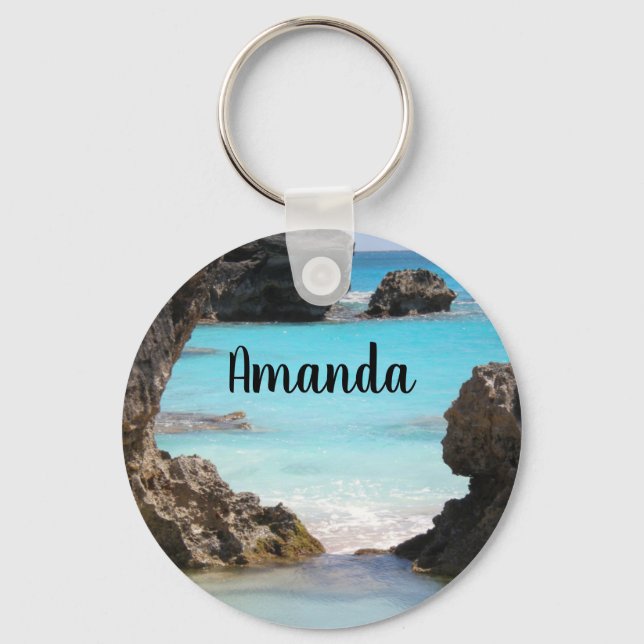 Chaveiro Foto da costa e mar das ilhas tropicais (Frente)