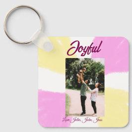 Chaveiro Foto da família de fotos, cor-de-rosa amarela e al