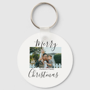 Chaveiro Foto da família Feliz Natal, moderna e elegante ru