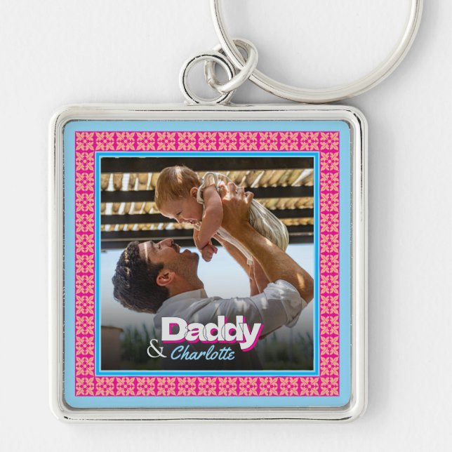 Chaveiro Foto da família personalizada - Pai com filha-filh (Frente)