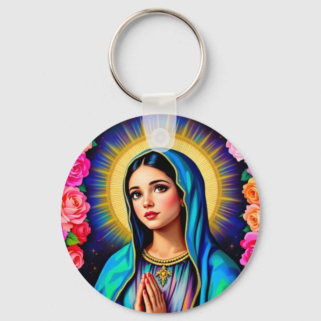 Chaveiro Foto da Família Virgem Maria Cute (Frente)