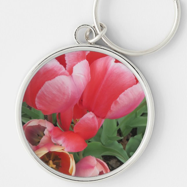 Chaveiro foto das tulipas cor-de-rosa (Frente)