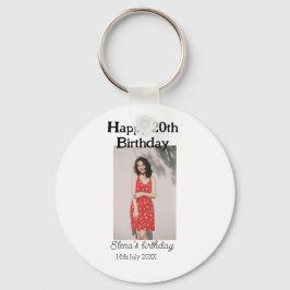 Chaveiro Foto de 20 de aniversário feliz, simples e simples