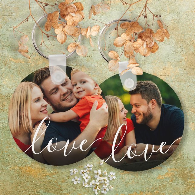 Chaveiro Foto de Amor de Script Elegante (Elegant Script Love 2 Photo Keychain)