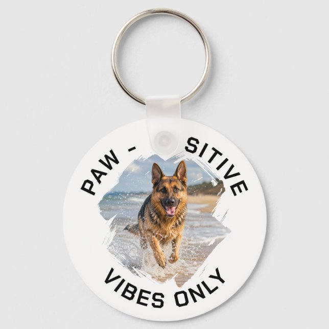 Chaveiro foto de cachorro com vibrações positivas (Frente)