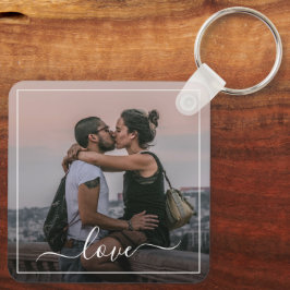 Chaveiro Foto de casal elegante com texto de citação de amo