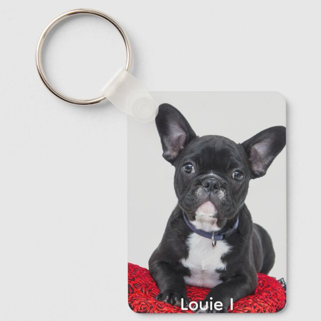 Chaveiro Foto de Cute Louie I Black French Bulldog (Frente)