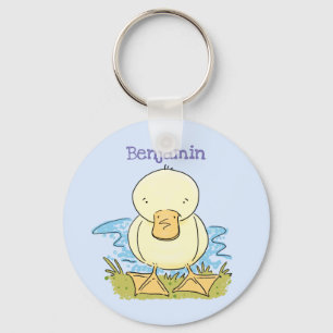 Chaveiro Foto de desenho animado de bebê amarelo-branco
