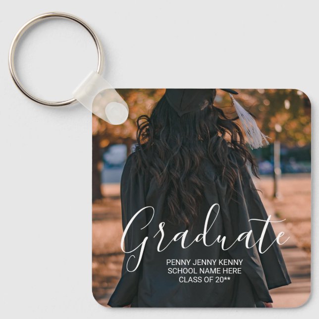 Chaveiro Foto de formatura personalizada com roteiro modern (Frente)