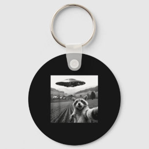 Chaveiro Foto de Guaxinim com Alien Ufo Engraçado Guaxinim