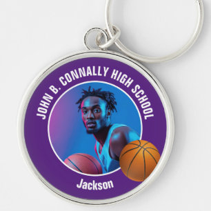 Chaveiro Foto de jogador de basquete roxo Espírito de escol