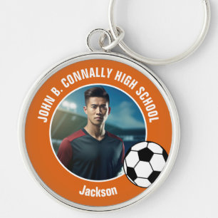 Chaveiro Foto de jogador de futebol laranja do ensino médio