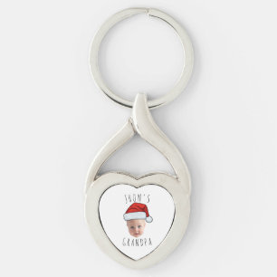 Chaveiro Foto de Natal personalizada do rosto do bebê Santa