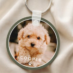 Chaveiro Foto de Pet de Música Elegante Simples e Reproduti<br><div class="desc">Este design simples e clássico é composto por tipografia sans serif e adiciona uma foto personalizada do seu animal de estimação.</div>