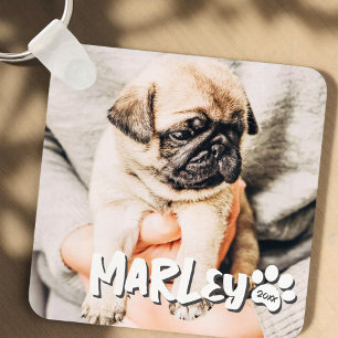 Chaveiro Foto de Pet Personalizada de Grunge Simples Reprod