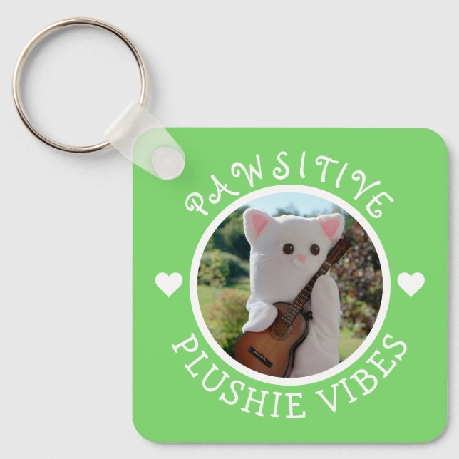 Chaveiro Foto de Plushie Pawsitivo Verde de Kawaii (Frente)