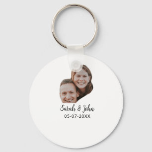 Chaveiro Foto do casal com nome e data simples casamento