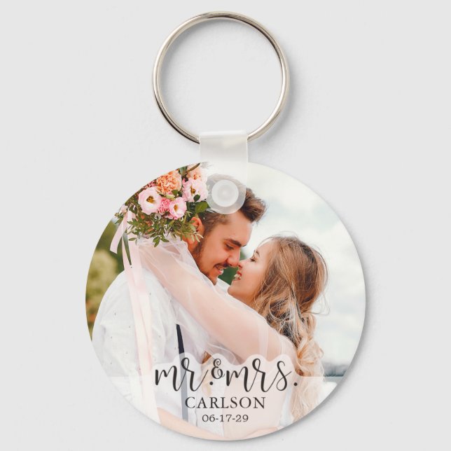 Chaveiro Foto do Casal moderno Sr. e Sra. (Frente)