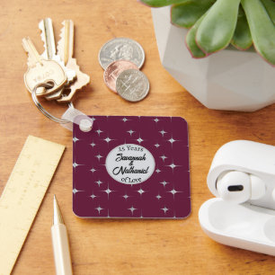 Chaveiro Foto do Casal Personalizado do Quinto Aniversário 