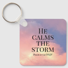 Chaveiro Foto do céu cor-de-rosa Ele acalma a Bíblia das te