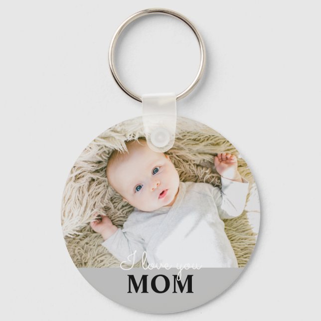 Chaveiro Foto do dia de as mães Eu te amo Mãe Key Ring (Frente)